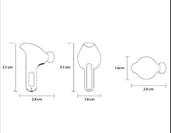Back, side, and top views of the Aquabud with dimensions for modelling