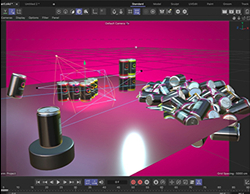 A screenshot of 3D models of the Quatro can being worked on